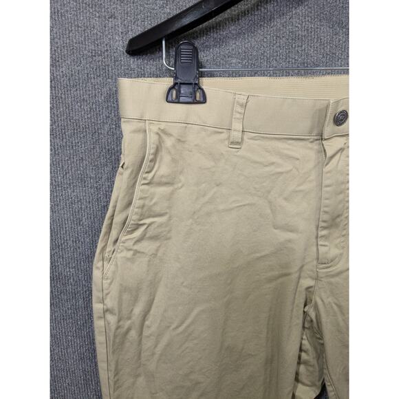 Fabletics The High Side Pants Mens 34x27 Chinos Khaki Stretch Tan Flat Front - Picture 2 of 11